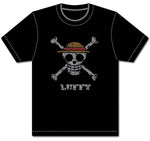 ONE PIECE - LUFFY PIRATE FLAG DISTRESSED SCREEN PRINT ADULT SHIRT