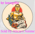 Star Wars 1 1/4 inch Button by Loungefly - C-3PO Tattoo Style - Stay Gold
