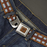 STAR WARS CHEWBACCA FACE CLOSE-UP FULL COLOR BROWN SEATBELT BELT - STAR WARS CHEWBACCA BANDOLIER BOUNDING BROWNS/GRAY WEBBING