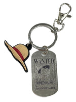 ONE PIECE - LUFFY WANTED POSTER METAL ENGRAVED KEYCHAIN W/ PVC HAT