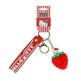Hello Kitty Liquid-Filled Strawberry 2.5" Keychain With Wristlet Strap