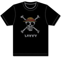 ONE PIECE - LUFFY PIRATE FLAG DISTRESSED SCREEN PRINT ADULT SHIRT