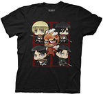 ATTACK ON TITAN SD 5 CHARACTER MONTAGE GROUP ADULT T-SHIRT