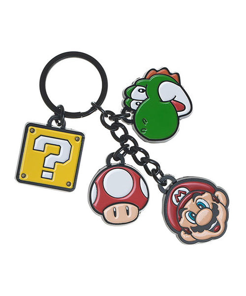Super Mario Metal Keychain - Mario, Yoshi & Question Block