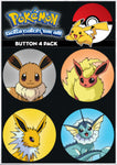 Pokemon 4 Pack Button Collector Set - Set C - Eevees
