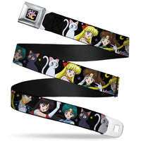 Sailor Moon 6 Character w/Cats & Stars Seatbelt Belt by Buckle-Down