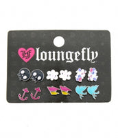 LOUNGEFLY SKULL AND UNICORN EARRING PACK