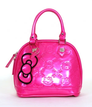 HELLO KITTY FUSCHIA PINK PATENT EMBOSSED TOTE BAG - SMALL