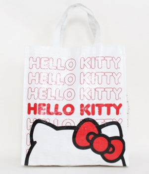 HELLO KITTY REPEAT PATTERN WHITE REUSABLE TOTE