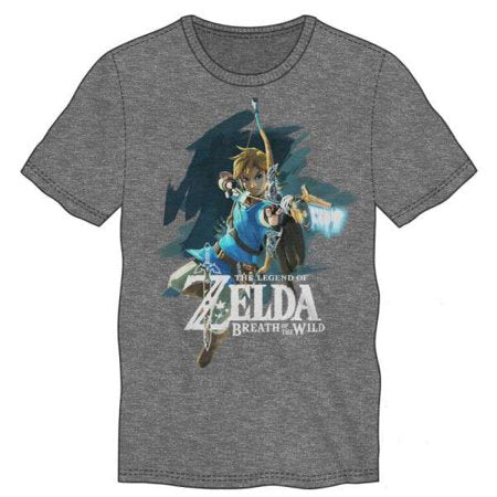 The Legend of Zelda Breath of the Wild Link Adult Shirt - Grey